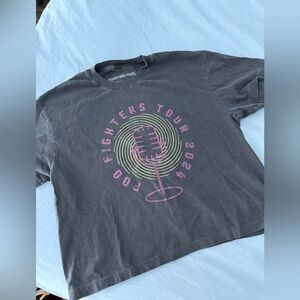 Foo Fighters Tour 2024 Graphic Tee - Charcoal with Pink & Yellow Print